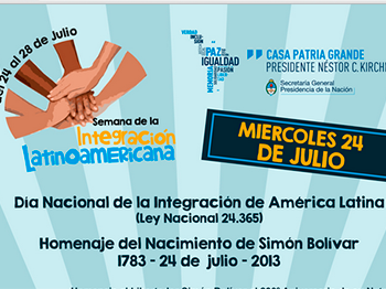 Esta conferencia se llevará a cabo el 24 de julio de 2013, a las 18, en Carlos Pellegrini 1285, Ciudad de Buenos Aires. Para más información, escribir a casapatriagrandePNCK@presidencia.gob.ar 
