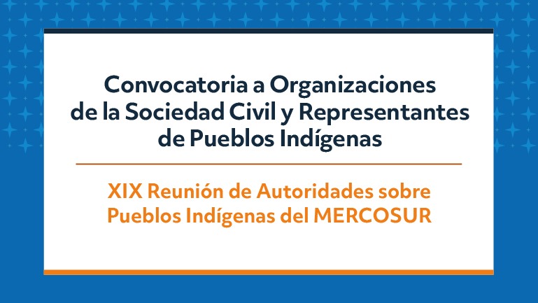 Convocatoria a organizaciones de la sociedad civil y representantes de pueblos indígenas para participar en la XIX Reunión de Autoridades sobre Pueblos Indígenas (RAPIM)